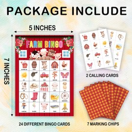 tranfvging Farm Bingo Games for Adults, Farm Animal Birthday Bingo Game Set, Field Floral Bingo Cards, Farm Barn Bingo Favors for Family Friends Farmers, Barnyard Themed Games Decor & Supplies -12