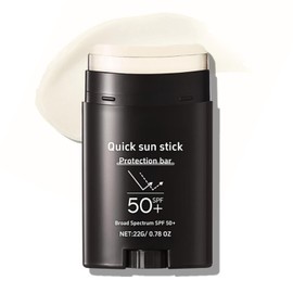 Quick Sunstick Protection Bar, Invisible Sunscreen Stick for Face/Body, Roll on Sunscreen SPF 50+, Sun Block Stick for All Skin Types, Sun Cream SPF 50, Non-Sticky, Quick & Easy, 22g