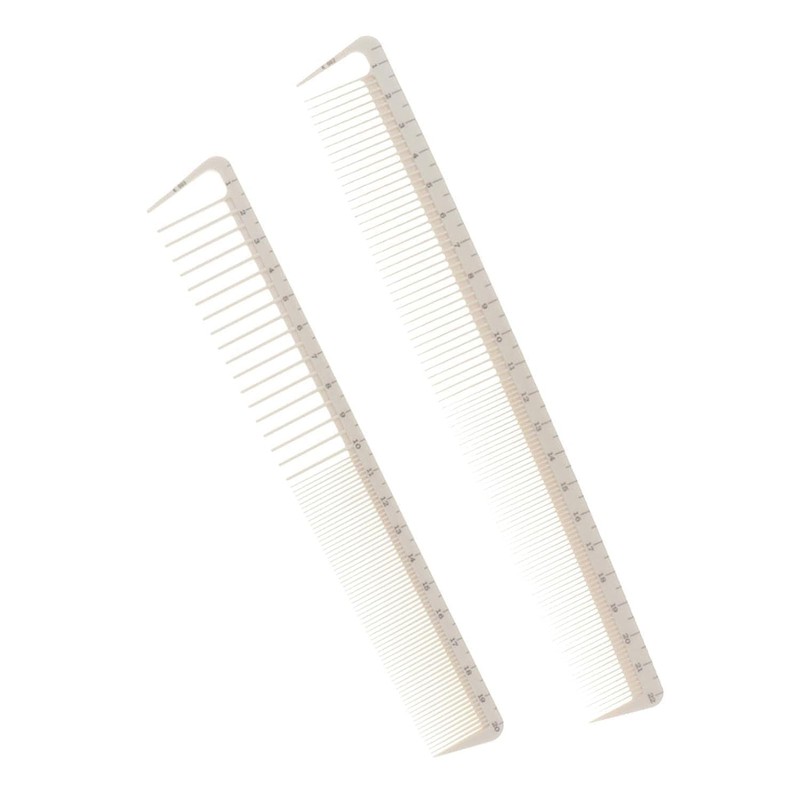 2 Pcs White Professional Hair Cutting Combs Set, Salon Hair