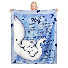 Wife Gift from Husband Gift for Her Elephant Cartoon Bed Throw Blankets 50x60 Inches for Wife Birthday Gift Valentine's Day Anniversary (wife)
