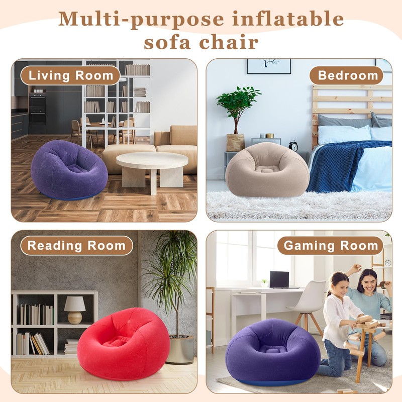 Realspring 6 Pcs Bean Bag Chairs for Adults Inflatable Chairs