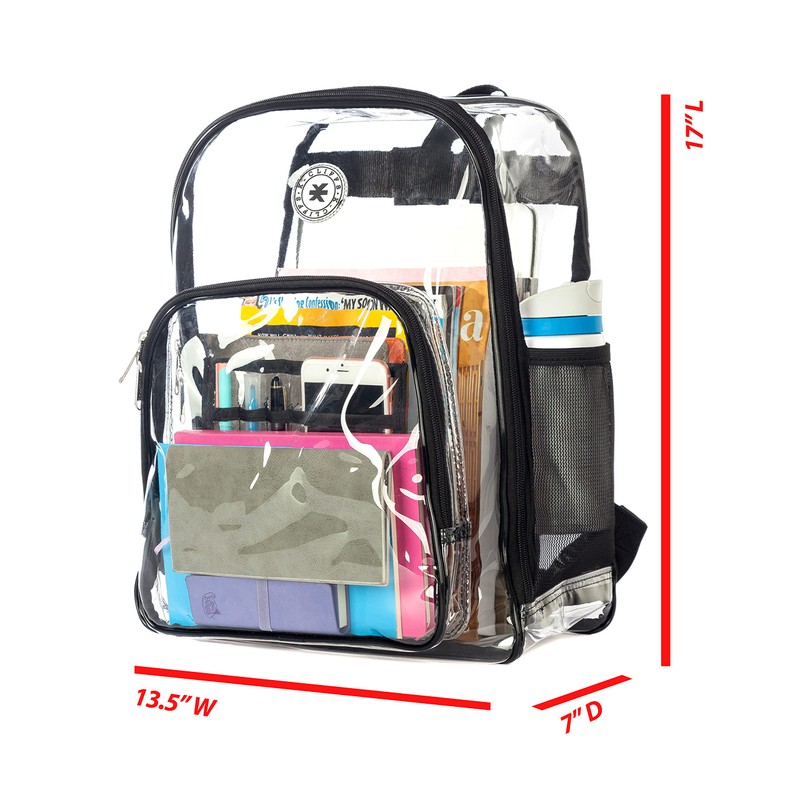 NiceAndGreat Heavy Duty Clear Backpack Transparent Quality School Bag Large