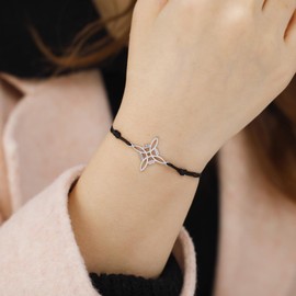 LIKGREAT Wiccan Charm Pulsera de brujería hecha a mano con cuerdas de cera trenzadas, pulsera ajustable para mujer, nudo de brujas, joyería clásico, Mediano, Acero inoxidable, No es una piedra