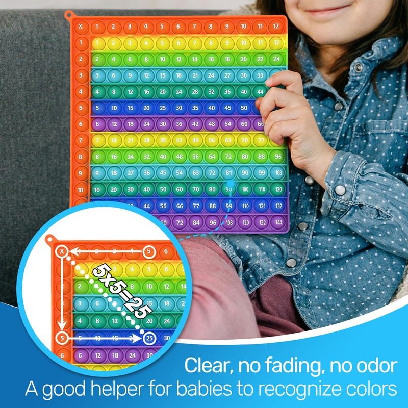 Times Table Poppet 12x12 Math Fidget Toy, Double-Sided Multiplication Popper,
