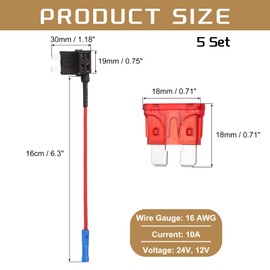 DMiotech Fuse Tap 24V 12V Car Add A Circuit Adapter Blade Fuse Taps Kit 10A Medium for Automotive Trucks Marine, 5pcs Red
