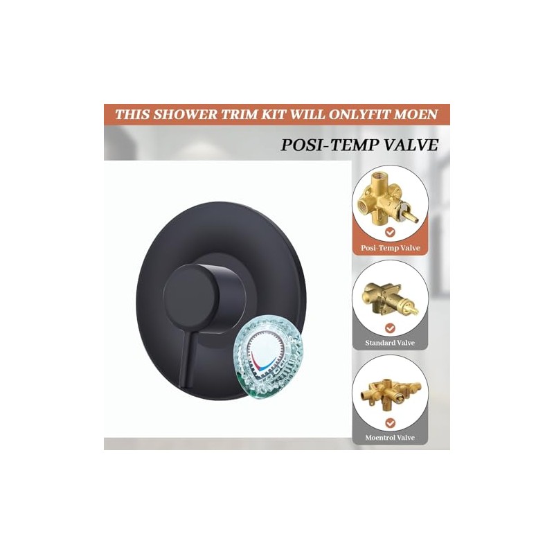 Shower Valve Trim Kit, Compatible with Moen Posi-Temp Valve Universal