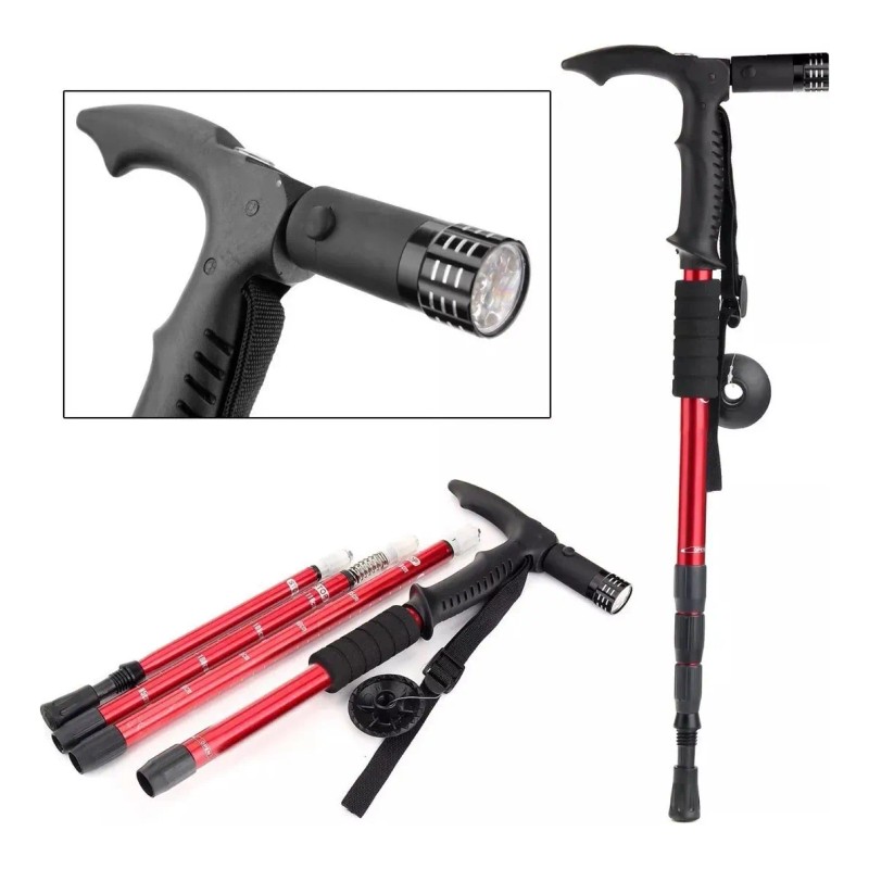 2 Bastones Trekking Senderismo Multifuncional Lampara Luzled