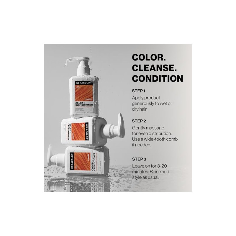 KERACOLOR - Cleanditioner Color Plus, cobre, 12 onzas