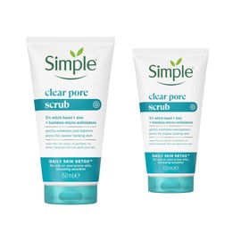 Simple Daily Skin Detox Clear Pore Scrub 150ml, 2 Pack | Face Exfoliator for Oily Skin | Removes Dirt, Oil & Dead Cells | Clears Blackheads & Pores | Gentle Daily Scrub for Smoother, Clearer Skin