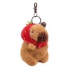 LGWJHCY Capybara Plush Keychain, Pendant Toy Decoration, Strawberry Hat, Realistic