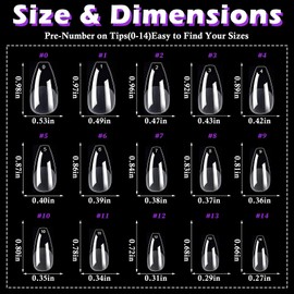 LoveOurHome 360pc Medium Coffin Nail Tips Clear Fake Nails Coffin Soft Gel Nails Tips Full Cover Acrylic Nails Clear Press on Nails Medium False Nails 15 Sizes Fingernail for Gel Nail Extension