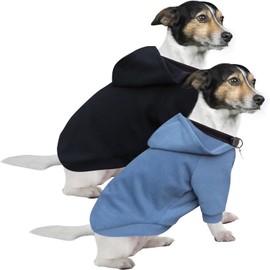 HuaLiSiJi Dog Hoodie, Dog Jumper, Small Dogs, Chihuahua Jumper, Warm and Lightweight, with a Soft Texture, Easy to Wear and Bright Colours (L, Black + Haze Blue)