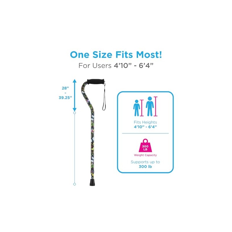 Nova Joy Designer Offset Walking Cane for Seniors - Unisex
