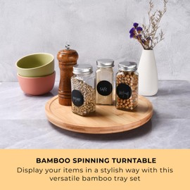 Prosumer's Choice Bamboo Lazy Susan Spinning Organizer Turntable - 10x10-Inch Revolving Condiment and Spice Rack - Multipurpose Rotating Bamboo Wood Organizer for Kitchen Countertop or Bathrooms