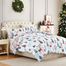 Southshore Fine Living, Inc. Christmas Bedding Queen/Full Duvet Cover Set w/2 Pillow Shams, Reversible Holiday Bedding Set, 2-Sided Duvet Cover Queen Size/Full Size - Winter Wonderland