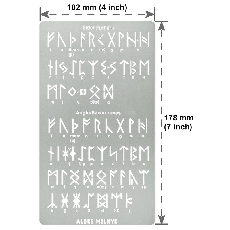 Aleks Melnyk No.409 Metal Stencil, Elder Futhark and Anglo-Saxon Runes