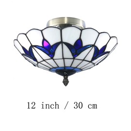 Skyweel 12 Inch Vintage Chandeliers Light Tiffany Style Stained Glass Ceiling Light Stained Glass Flush Mount Ceiling Lighting Fixtures (12 Inch WBC)