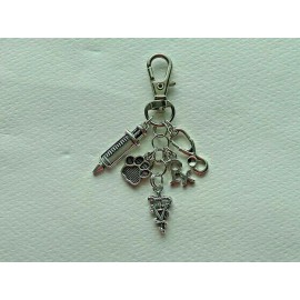 Handmade VETERINARIAN VET RX STETHESCOPE KEY CHAIN CLIP FOR PURSE FOB BACKPACK BAG FOB