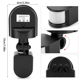 FTVOGUE 110V-240V Ajustable,Ferreter¨ªa para Puertas de Garaje Sensores Cuerpo PIR Sensor de Movimiento Sensor de Infrarrojos Sensor de Movimiento Interruptor de luz Interruptor de luz Bombilla(02)