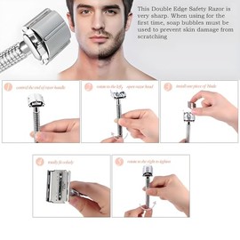 EIen Maquinilla De Afeitar De Seguridad De Doble Filo Unisex, 5 Recambios De Cuchillas De Doble Filo Con Revestimiento De Platino, Maquinilla De Afeitar De Seguridad Para Mujer Y Hombre Con Estuche De