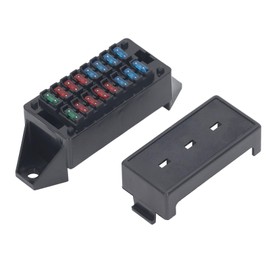 16 Way Automotive Fuse Box, Mini High Temperature Resistant Fuse Holder Set with 16 Fuses for Car Bus Boat