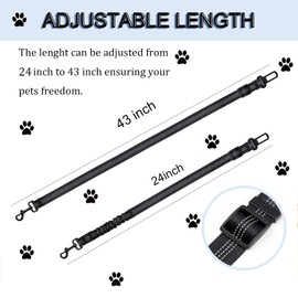Dog Seat Belts for Cars, Dog Seat Leash Adjustable, Universal Dog Seatbelt for Car Travel, Elastic Buckle Dog Car Harness, Durable Dog Seat Belt with Strong Nylon Buffer-1PCS(Black)