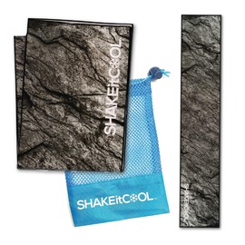 SHAKEitCOOL Original Cooling Towel – Be Cool in Style - Heat Relief, Soft, Lightweight, Sun Protection, Easy Clean - Perfect for Biking, Running, Yoga, Gym, Gardening - Granite