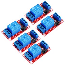 5PCS DC 5V Relay Module - 1 Channel Optocoupler Isolation Relay Board, High/Low Level Trigger, Normally Opened Compatible Load: 10A 250VAC / 15A 125VAC / 10A 30VDC (5V-5PCS)