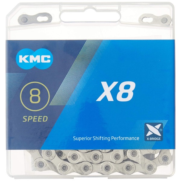 KMC X8.99/X8 Bicycle Chain (1/2 x 3/32-Inch, 116L, Silver)