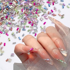 100Pcs Colorful Diamond Nail Gems and Charms Square Mini Nail Rhinestones Flat Back Mixed Color Diamond Nail Charms Summer Rhinestones Nail Jewels for Nail Art Manicure Decoration Accessories