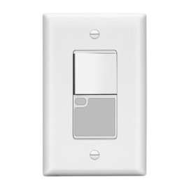 LIDER Minimalist Design LED Guide Light Paddle Switch with Automatic Daylight Sensor and Wall Plate, Night Light Light Switch, 125VAC/15A, 3-Way or Single Pole, LGL-3W-WWP, White
