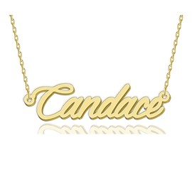 HUAN XUN Candace Necklaces Gold Name Necklace for Women Charm Initial Jewelry for Mom Mama Birthday Anniversary