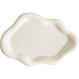 Plato de baratija de nube bandeja de joyería gordita anillo de joyería de cerámica plato para anillos aretes collares organizador la madre Acción de Gracias Navidad cumpleaños regalos de dama (Blanco)