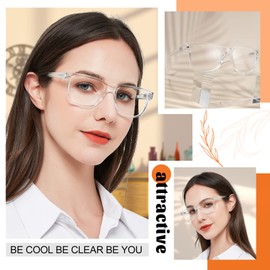 MARE AZZURO Large Square Reading Glasses +1.0 Women Stylish Big Readers 100 125 150 175 200 225 250 275 300 350 400 500 600 (Transparent, 1.00)