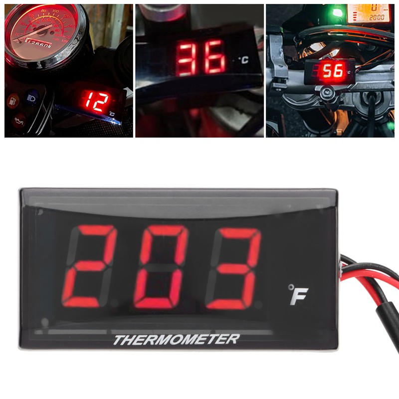 Motorcycle Digital Water Temperature Gauge Ultra Thin DC 12V LCD