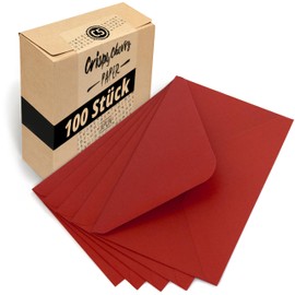 Japun Envelopes Pack of 100 DIN C5 220 x 156 mm Red
