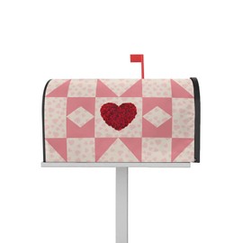 Mailbox Cover Magnetic, Mailbox Wraps Valentine's Day Red Rose Love Heart Pink Abstract Geometric Standard Size Magnetic Mailbox Covers Post Letter Box Cover for Garden Yard Decor, 18.5 X 21.7 Inch