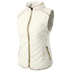 NE PEOPLE Womens Lightweight Quilted Zip Vest, Small, NEWV40WHITE