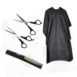 Healvian 1 Set Teeth Cut Scissors Shoe Covers for Hairdressers Clip Comb for Cutting Hair Haircut Apron for Adults Barber Comb Hair Clipper Styling Hair Tool Ergonomics Handle Scissor Black