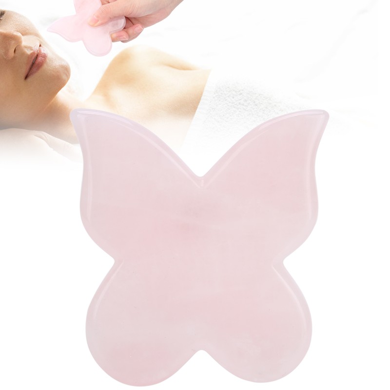 Pink Jadestone Scraping Board Butterfly Shape Massaging Gua Sha Board