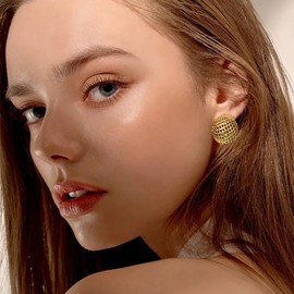 MengPa Gold Hoop Earrings for Women C-Shape Loops Drop Dangle Earring Chunky Statement Fashion Jewelry (Style-43)