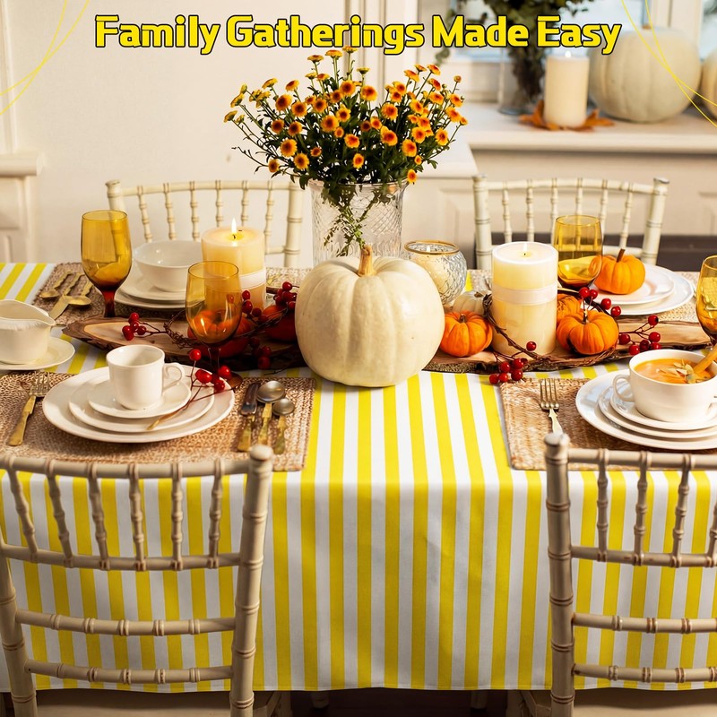 Moukeren 6 Pack Yellow and White Striped Tablecloths 54 x