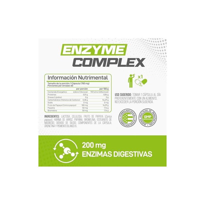 Forzagen Suplemento Alimenticio Enzyme Complex Enzimas Digestivas - Papaína y