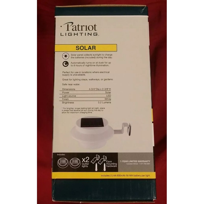 Patriot White Solar LED Gutter Mount Outdoor Landscape Light Dusk