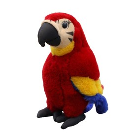 champracer Plush Bird Parrot Children's Soft Cuddly Plush Toy for Children 30 cm Length Blue Yellow Macaw Parrot Parrot Plush Toy for Children Girls Boys (30 cm, Red)