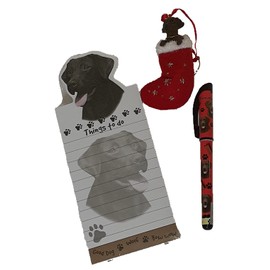 Blue Skies Plus Chocolate Labrador Lab Dog Gift Set with Matching Ornament, Magnetic Notepad & Pen