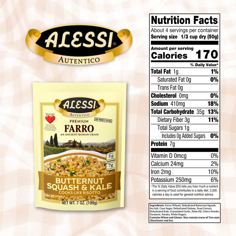 Alessi Autentico, Premium Seasoned Roman Grain Farro, Cooks Like Risotto,