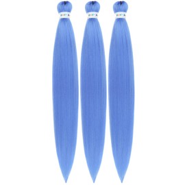 Sky Blue Braiding Hair Pre stretched 30 Inch Long Braiding Hair Pre stretched Braid Hair