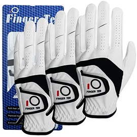 Amy Sport Golf Gloves Men Left Hand 3 Pack Right Hand Leather All Weather Grip Soft Breathable Flexible for Golfers Size Small Medium ML Large XL (White-3 Pack, Small, Left)