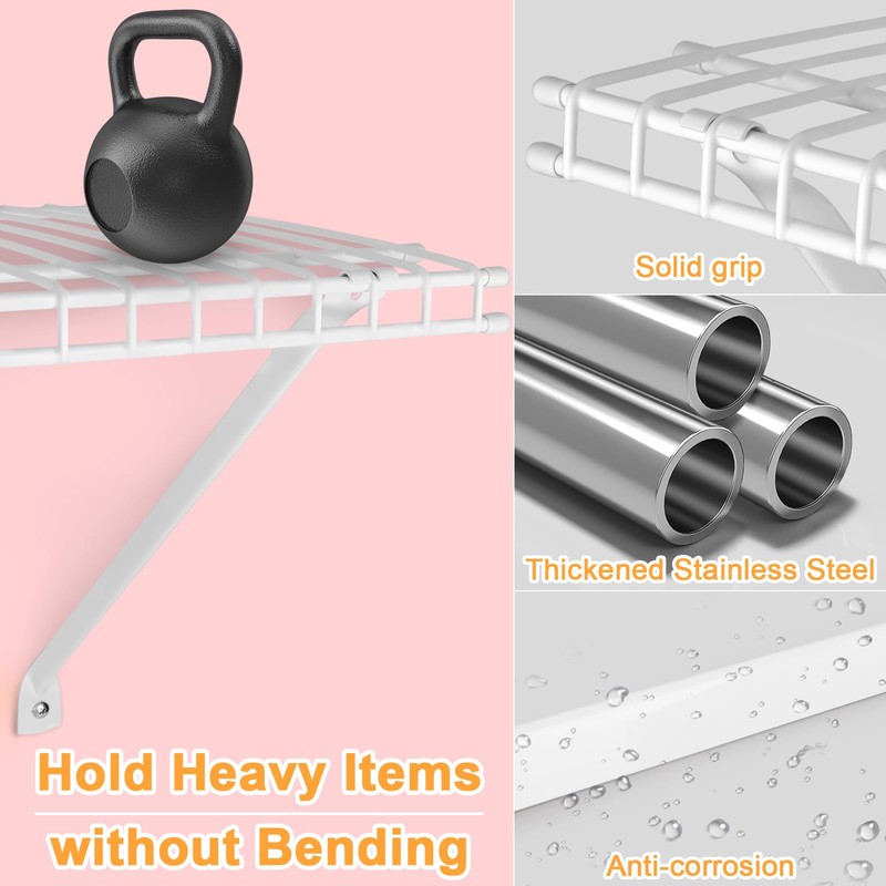 2 Packs Support Brackets for Wire Shelving,12 Inch Wire Shelf
